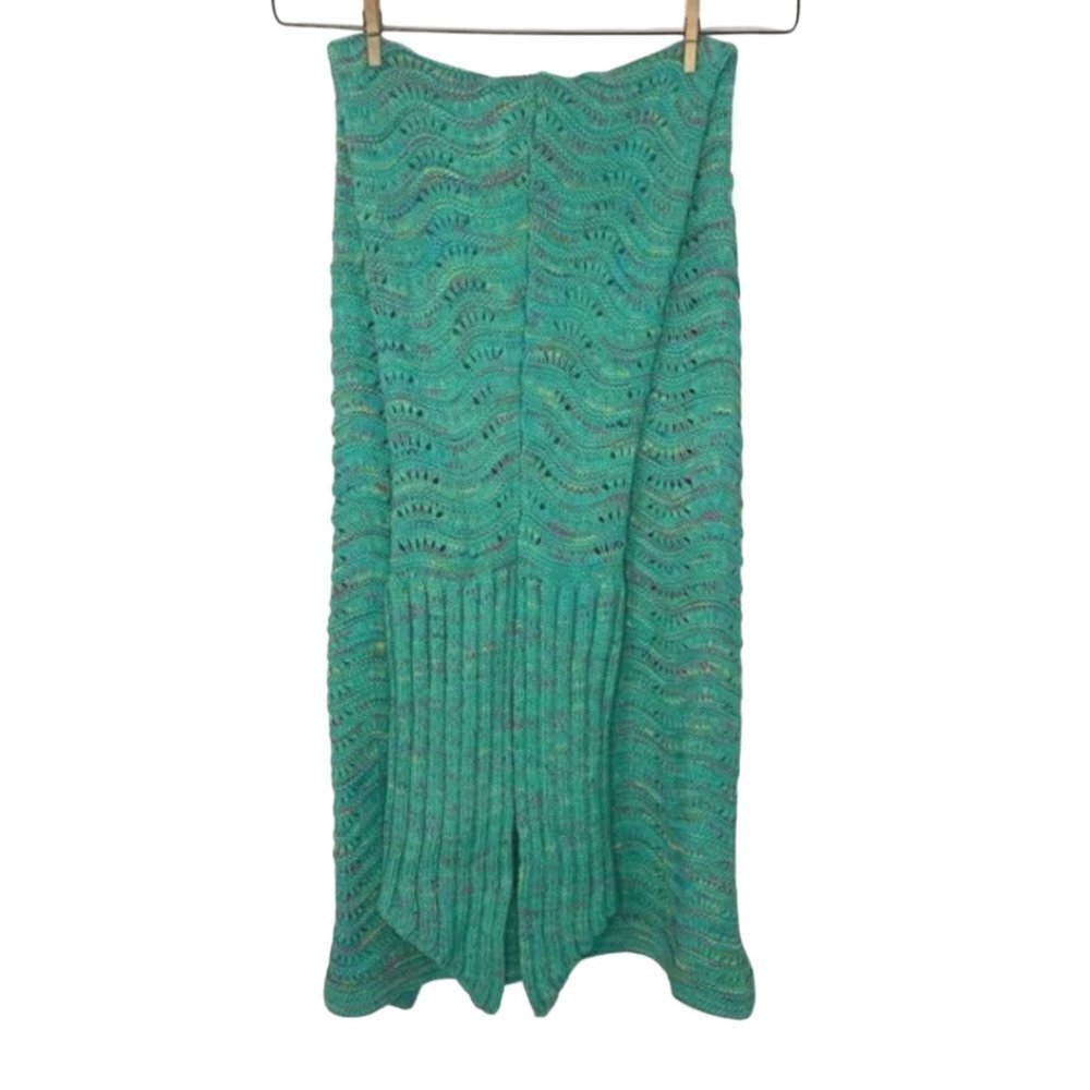 Mermaid Tail Children's Crochet Knit Turquoise Blanket Throw